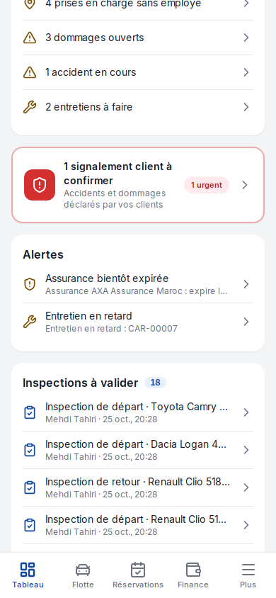 La tuile des signalements clients à confirmer sur le tableau de bord