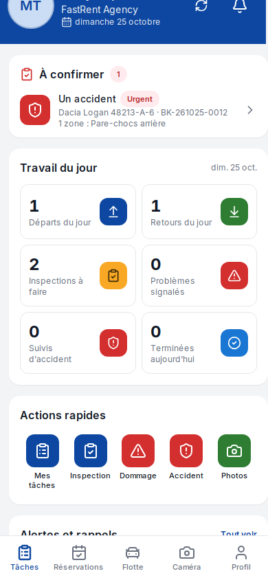 Le bloc À confirmer sur l'écran Mes tâches